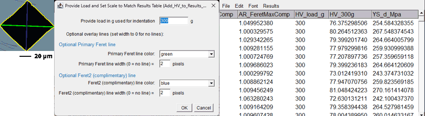 Diamond harndess incent with macro options menu and final results table